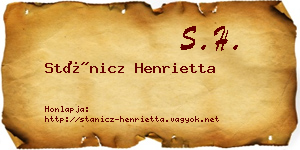 Stánicz Henrietta névjegykártya